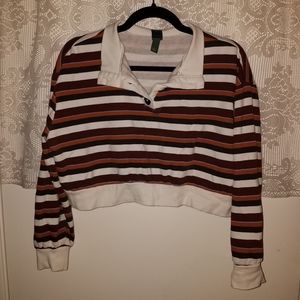 Wild fable mock neck cropped and striped sweater